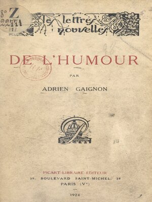 cover image of De l'humour